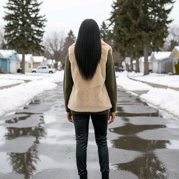 The Impeccable Pig Open Front Cream Faux Fur Vest Ultra Soft Women's S - Picture 6 of 15